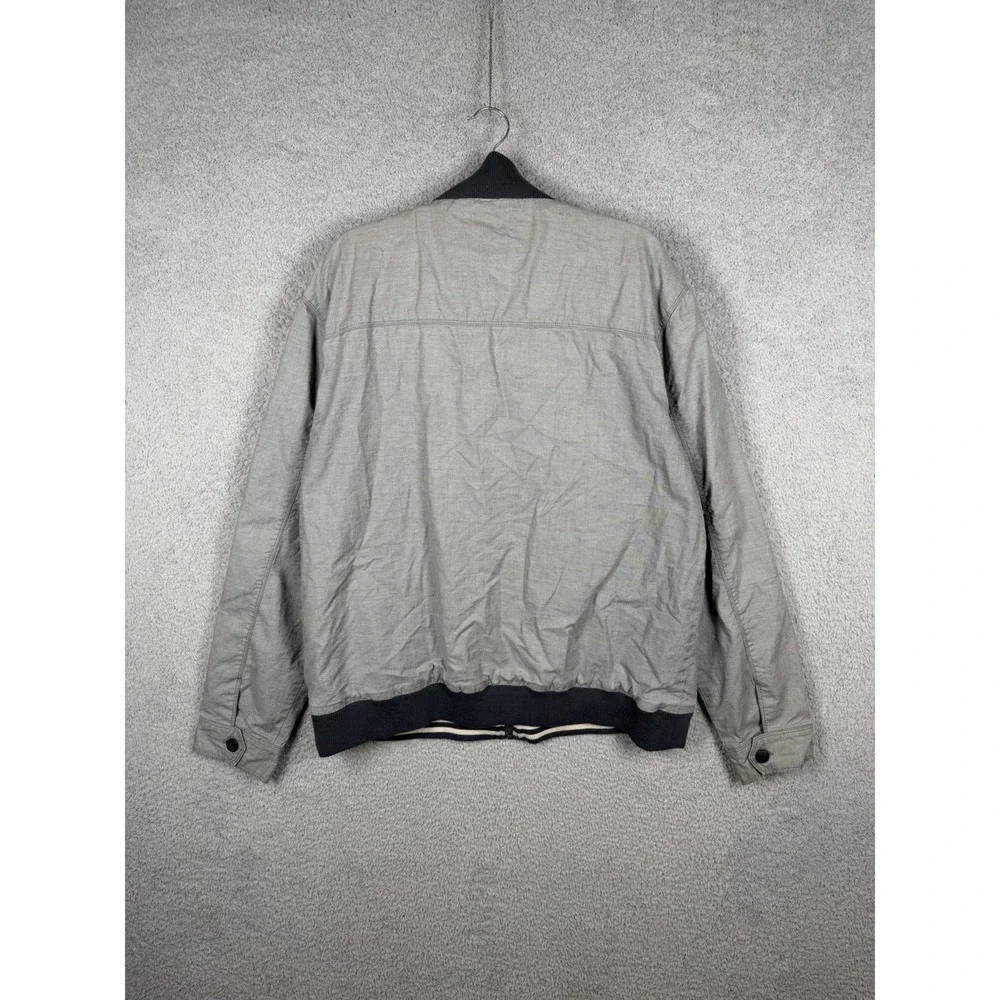 Rodd & Gunn Mens XL Gray Cotton Blend Bomber Jacket Woven in Italy Full Zip